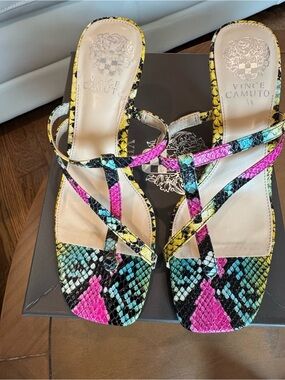 Vince Camuto Women's Multicolor Snake-Print Strappy Sandals